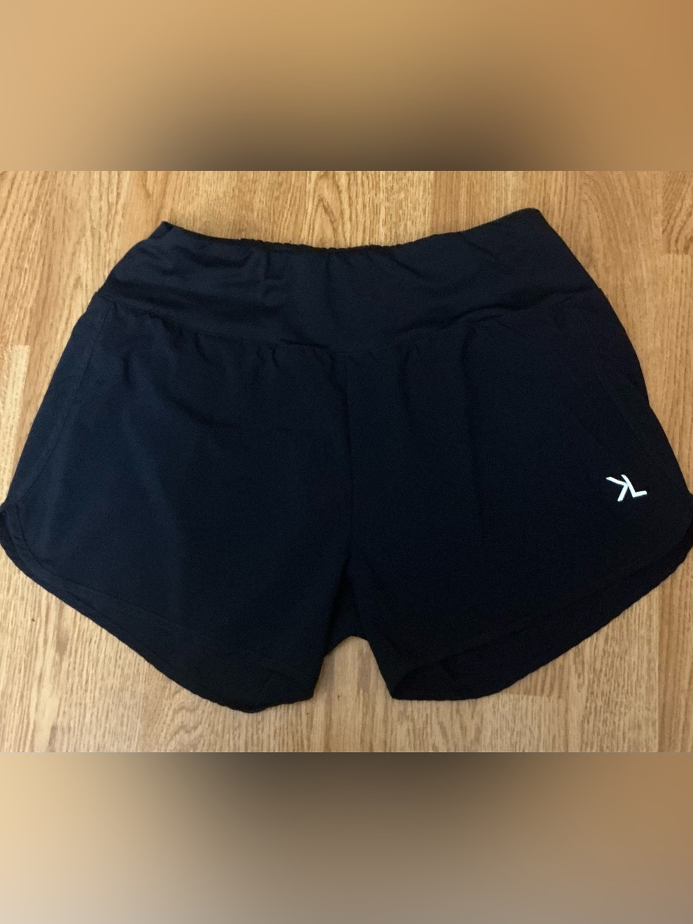 Lakosmo Women's Navy High-Waist Active Shorts Size Medium Zippered Pocket
